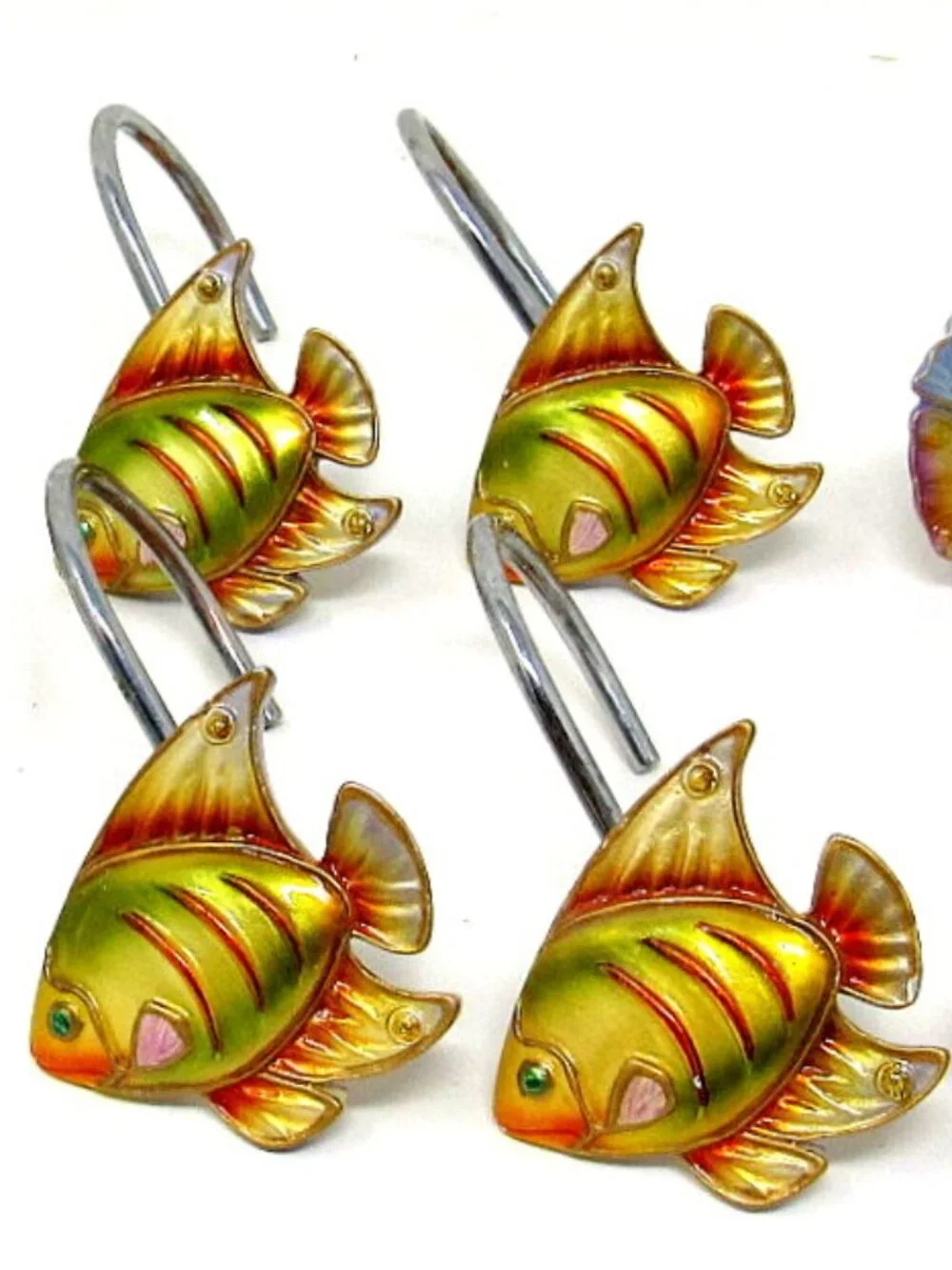 12 Tropical Fish Shower Hooks Colorful Curtain Rod Modern Bath Decor